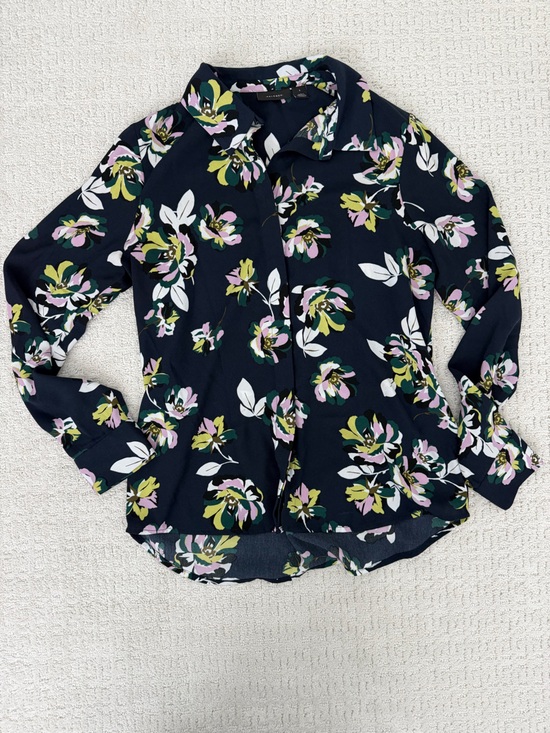 Halogen Tops - Halogen Navy Floral Button-Down Blouse‎
